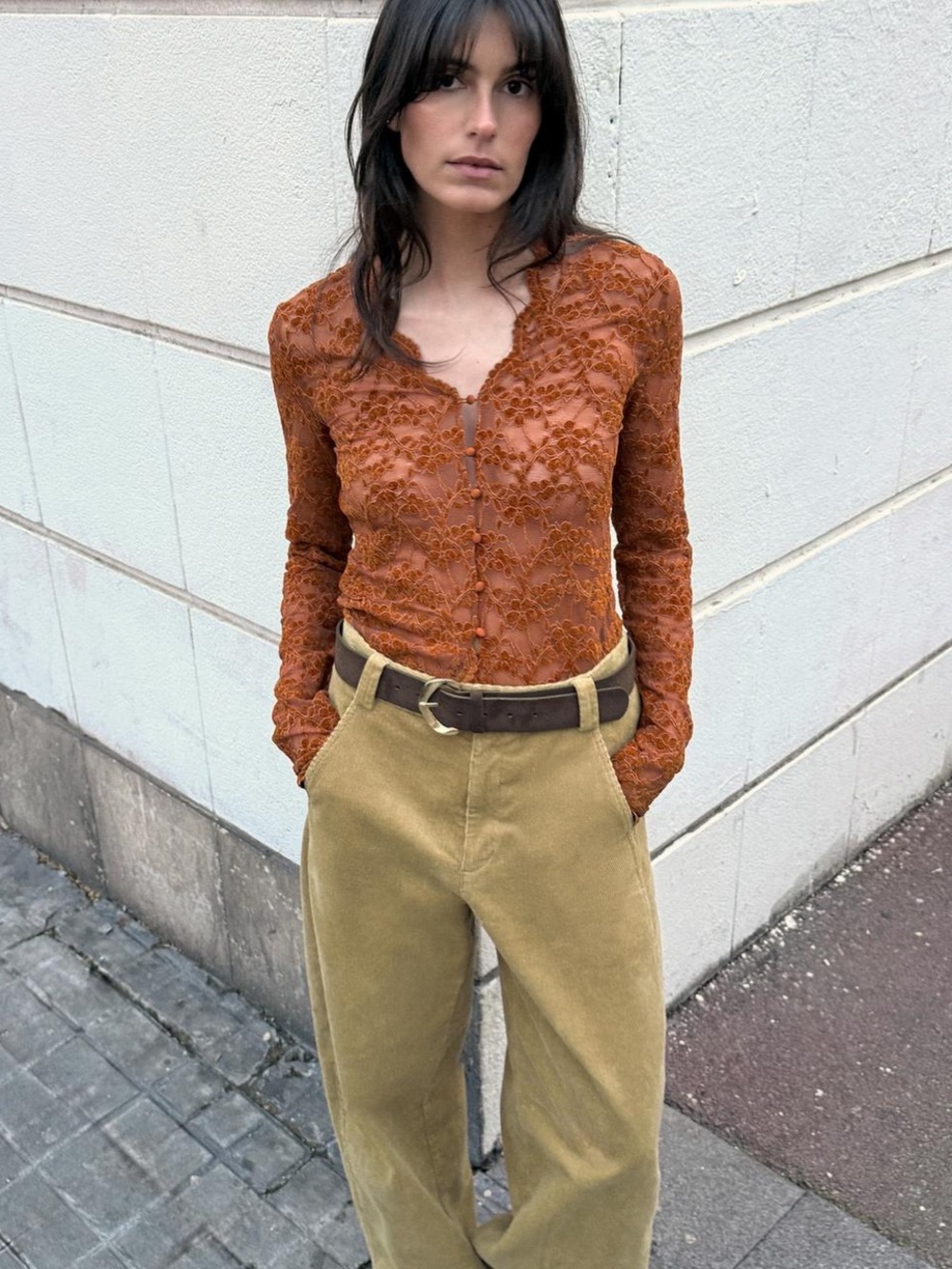 Zara Lace Button Top